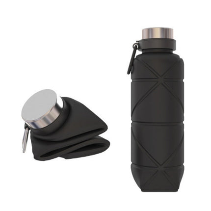 Outdoor Silicone Folding Water Cup Telescopic Water Bottle Travel Drinking Cup With Carabiner, 700ml Black, 700ml Grey, 700ml Red, 700ml Wine Red, 700ml Blue