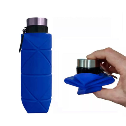 Outdoor Silicone Folding Water Cup Telescopic Water Bottle Travel Drinking Cup With Carabiner, 700ml Black, 700ml Grey, 700ml Red, 700ml Wine Red, 700ml Blue