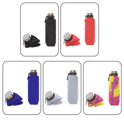 Outdoor Silicone Folding Water Cup Telescopic Water Bottle Travel Drinking Cup With Carabiner, 700ml Black, 700ml Grey, 700ml Red, 700ml Wine Red, 700ml Blue