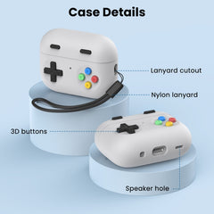 For AirPods Pro 2 AhaStyle DD04 Split Silicone Cartoon Earphone Protective Case, DD04(White), DD04(Blue), DD04(Green)