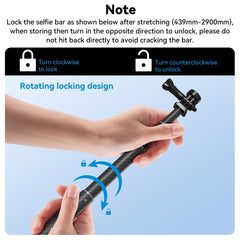TELESIN 3M Carbon Fiber Selfie Stick Monopod  With 1/4 Screw For Action Camera, 3m