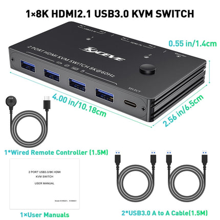 KC-KVM8201 USB3.0 Switch U Disk Printer Two Computers To Share 8K HDMI KVM Switch, KC-KVM8201