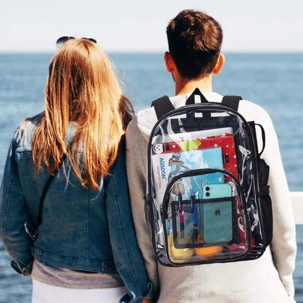 PVC Transparent Waterproof Backpack Student School Bag, Large Purple, Large Light Grey, Large Black, Small Pink, Small Black, Small Gray, Candy Color Black, Candy Color Green, Candy Colo Pink