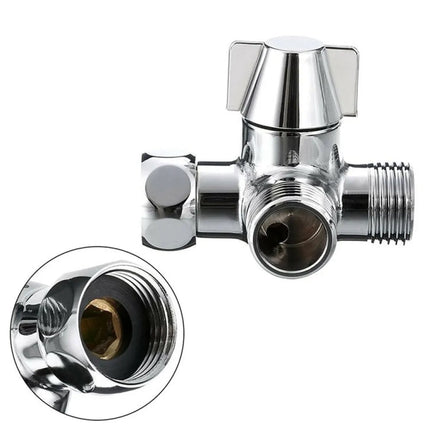 Double Handle Brass 3 Way Shower Arm Diverter Valve Hand Held Showerhead Shower Splitter, Brass