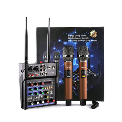 G4-M1 4-way Mixer with Wireless Microphone Effect Device Small K Song Recording Bluetooth Mixer, 4-way