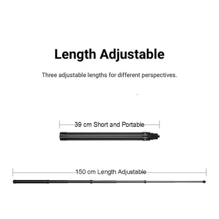 Carbon Fiber Extended Monopod Invisible Selfie Stick For Insta360  / DJI Action / GoPro / Xiao Yi Sports Camera, 1.5m, 3m, 5m
