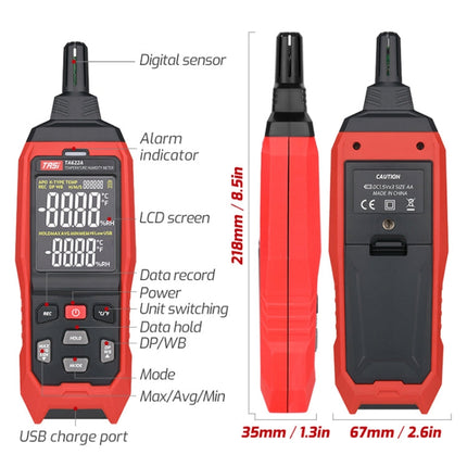 Temperature Humidity Meter Digital Dew Point Thermometer, TASI TA622A, TASI TA622B USB Computer Connection