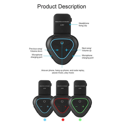 LX1 Motorcycle Half Helmet Waterproof Wireless 5.3 Bluetooth Headset, English
