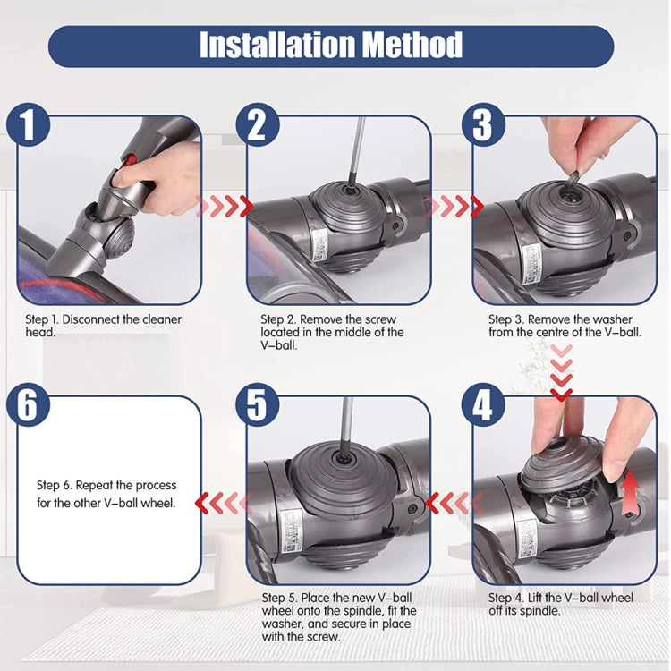 For Dyson V6 V7 V8 V10 V11 V12 Vacuum Cleaner V-Ball Wheels of Direct Drive Cleaner Head