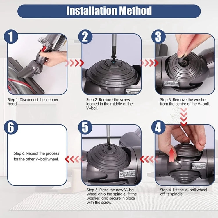 For Dyson V10 / V11 Vacuum Cleaner 100W High Torque Suction Head V-Ball Wheels