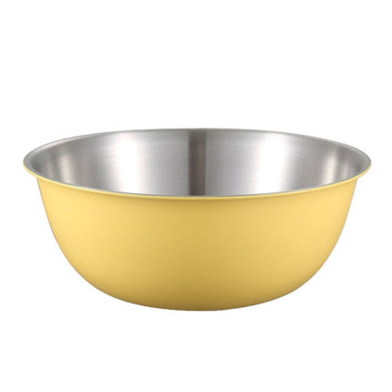 304 Stainless Steel Food Grade Dishes Bowl Kitchen Baking Stirring Bowl Vegetables Sandwood Basin, 19cm (Yellow), 22cm (Yellow), 24cm (Yellow), 19cm (White), 22cm (White), 24cm (White)