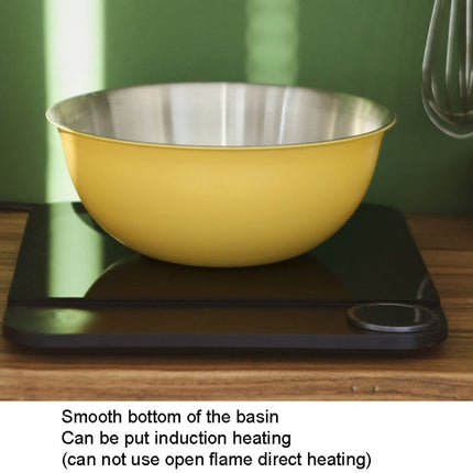 304 Stainless Steel Food Grade Dishes Bowl Kitchen Baking Stirring Bowl Vegetables Sandwood Basin, 19cm (Yellow), 22cm (Yellow), 24cm (Yellow), 19cm (White), 22cm (White), 24cm (White)