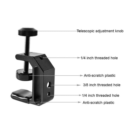 BEXIN WN-38 Universal C-Clamp With 1/4-Inch & 3/8-Inch Hole For Tables Desk Mount
