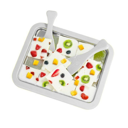 Mini Household Fried Yogurt Machine Children Homemade DIY Fried Ice Tray, Stainless Steel Green 26x21cm, Stainless Steel White 26x21cm, Stainless Steel Pink 22.5x17.5cm, Stainless Steel White 22.5x17.5cm, Aluminum Alloy White 22.5x17.5cm               ...