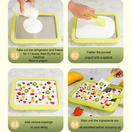 Mini Household Fried Yogurt Machine Children Homemade DIY Fried Ice Tray, Stainless Steel Green 26x21cm, Stainless Steel White 26x21cm, Stainless Steel Pink 22.5x17.5cm, Stainless Steel White 22.5x17.5cm, Aluminum Alloy White 22.5x17.5cm               ...