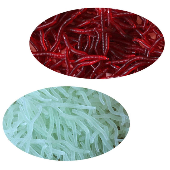 3.5cm Fishy Red Earthworm Fake Bait Luminous Fish Lure, 5bags 20pcs/bag, 5bags 50pcs/bag, 5bags 100pcs/bag, 5bags 200pcs/bag