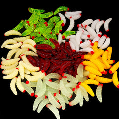 100pcs Red Headed Bread Worm Suite Fake Bait, 100pcs