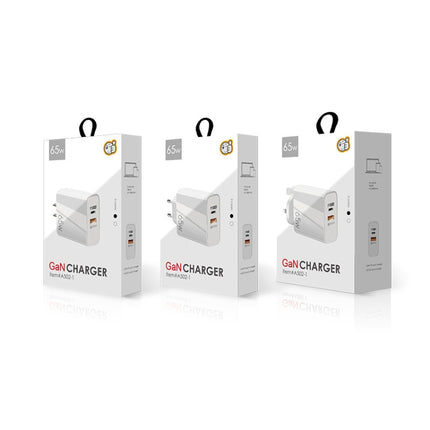 A502 65W USB-C/Type-C+USB Dual Port GaN Charger QC3.0 Laptop Universal Charger, EU Plug Black, EU Plug White, US Plug Black, US Plug White, UK Plug Black, UK Plug White