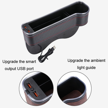 Car Central Control Seat Gap Storage Box with Dual USB Ambient Lights, Suede Wine Red Principal Driver, Suede Wine Red Co-pilot, Suede Coffee Principal Driver, Suede Coffee Co-pilot, Suede Black Principal Driver, Suede Black Co-pilot                   ...