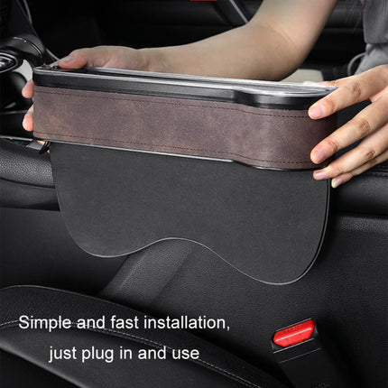 Car Central Control Seat Gap Storage Box with Dual USB Ambient Lights, Suede Wine Red Principal Driver, Suede Wine Red Co-pilot, Suede Coffee Principal Driver, Suede Coffee Co-pilot, Suede Black Principal Driver, Suede Black Co-pilot                   ...