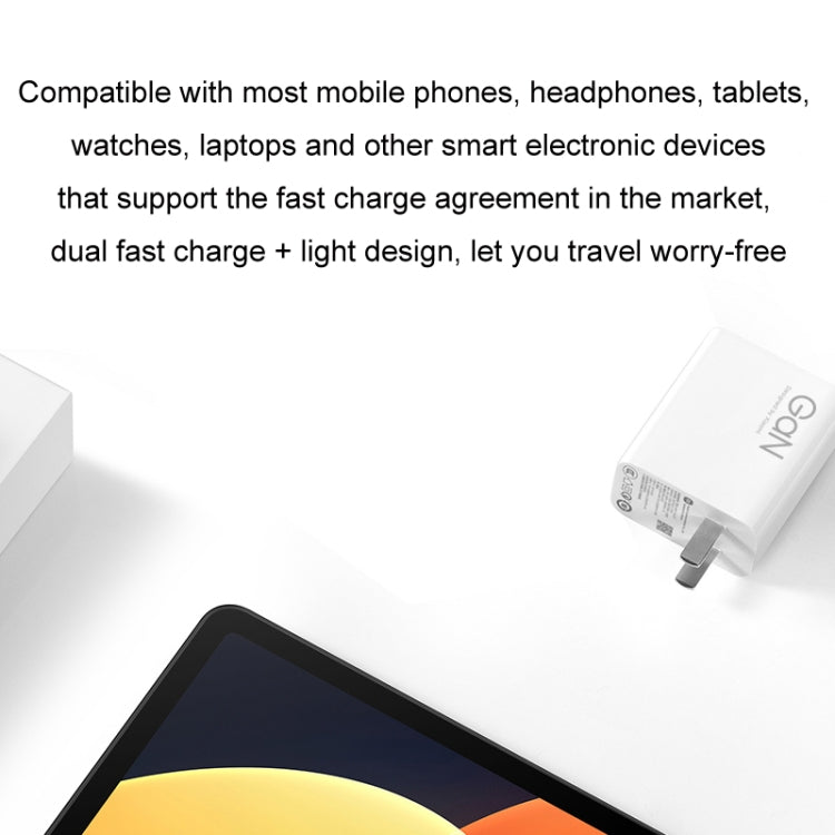 Original Xiaomi 67W GaN 1C+1A Dual Port Smart Fast Charger, US Plug, MDY-14