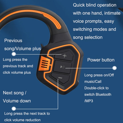 In-ear Waterproof Bone Conduction Earphone Magnetic Charging Swimming Sports Bluetooth Earphone, AS9 Grey, AS9 Orange, AS9 Blue