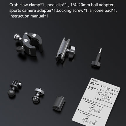 TELESIN  Aluminum Alloy Crab Claw Handlebar Tube Clamp For Sports Camera Mobile Phones, Aluminum Alloy
