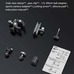 TELESIN  Aluminum Alloy Crab Claw Handlebar Tube Clamp For Sports Camera Mobile Phones, Aluminum Alloy