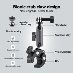 TELESIN  Aluminum Alloy Crab Claw Handlebar Tube Clamp For Sports Camera Mobile Phones, Aluminum Alloy