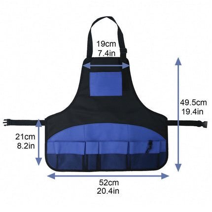 Multi Pocket Tool Apron Blue Garden Gardening Apron, Black+Blue