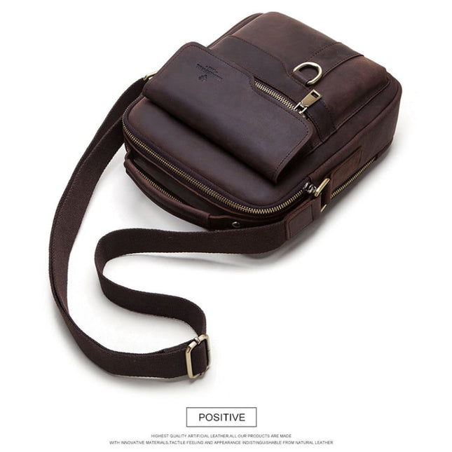 HUMERPAUL Men Leather Cross-Body Bag Shoulder Bag, MH577 (Brown)