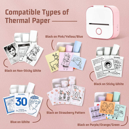 For Phomemo T02 3rolls Bluetooth Printer Thermal Paper Label Paper