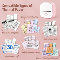 For Phomemo T02 3rolls Bluetooth Printer Thermal Paper Label Paper, 53mmx6.5m 10 Years Black on White No Adhesive, 50mmx3.5m 2 Years Black on White Sticker, 50mmx3.5m 10 Years Black on White Sticker, 50mmx3m 5 Years Blue on White Sticker���������������...