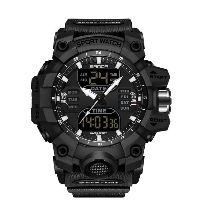 SANDA Green Light Alarm Clock Multifunctional Waterproof Shockproof Transparent Watch