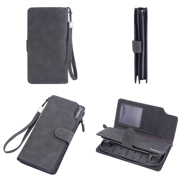 Baellerry Matte Leather Multi-card Slot Men Clutch Bag Zip Buckle Vintage Wallet
