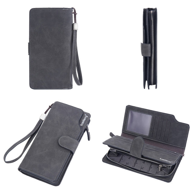Baellerry Matte Leather Multi-card Slot Men Clutch Bag Zip Buckle Vintage Wallet