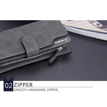 Baellerry Matte Leather Multi-card Slot Men Clutch Bag Zip Buckle Vintage Wallet