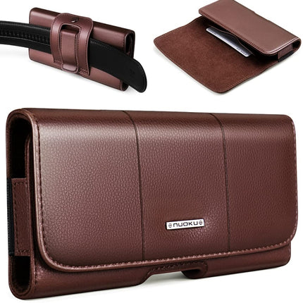 Nuoku Magnetic Flaps Leather Belt Case For Smart Phones