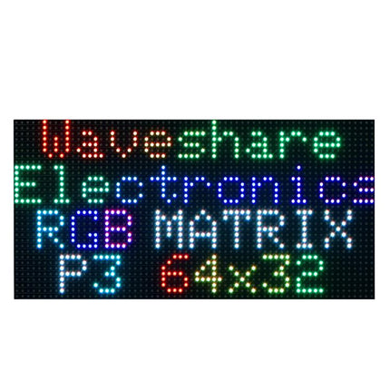 Waveshare RGB Full-color LED Matrix Panel, 3mm Pitch, 64 × 32 Pixels, Adjustable Brightness,, Standard Version, GOB Version