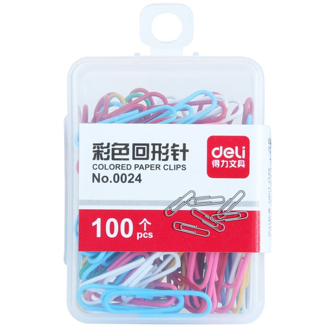 Deli 0024 100 pcs/box 2.8cm File Classification and Storage Color Paper Clips, 100pcs Paper Clips