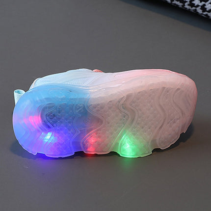 WISDOMFROG Girls Sneakers LED Light Up Boys Gradient Mesh Shoes Children Footwear, 21, 22, 23, 24, 25, 26, 27, 28