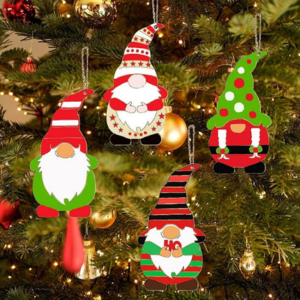 Christmas Tree DIY Painting Wooden Dwarf Elf Hanging Decorations, 4pcs/set, 8pcs/set, 12pcs/set, 32pcs/set