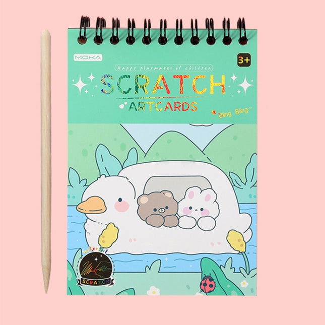 Hand Painted Scratch Paper Colorful Coil Scratchbook With Pen, Haruita Huahua, Peach Juice, Interstellar Travel, Millet