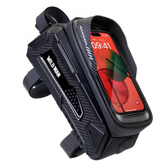 WILD MAN M30 1L Hard Shell Mountain Bike Front Beam Bag TPU Touch Screen Cycling Equipment Bag, M30 (Black Red), M30 (Black)