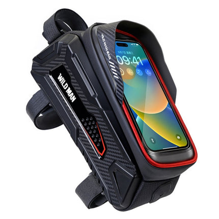 WILD MAN M30 1L Hard Shell Mountain Bike Front Beam Bag TPU Touch Screen Cycling Equipment Bag, M30 (Black Red), M30 (Black)