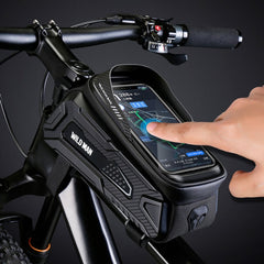 WILD MAN M30 1L Hard Shell Mountain Bike Front Beam Bag TPU Touch Screen Cycling Equipment Bag, M30 (Black), M30 (Black Red)