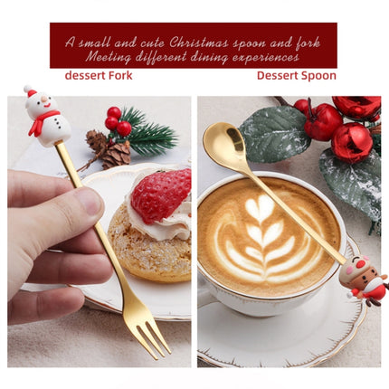 4pcs /Pack Christmas Cartoon Doll Stainless Steel Tableware, A Spoon Fork, B Spoon Fork, C Spoon Fork, D Spoon