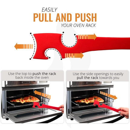 Kitchen Silicone Oven Rack Air Fryer Push Pull Tool with Longer Handle