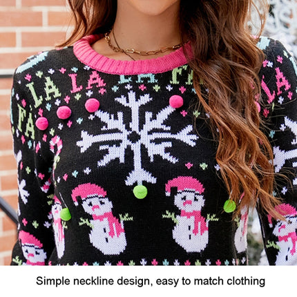 Casual Christmas Snowman Pullover Sweater Women Cartoon Knitwear, S, M, L, XL, XXL