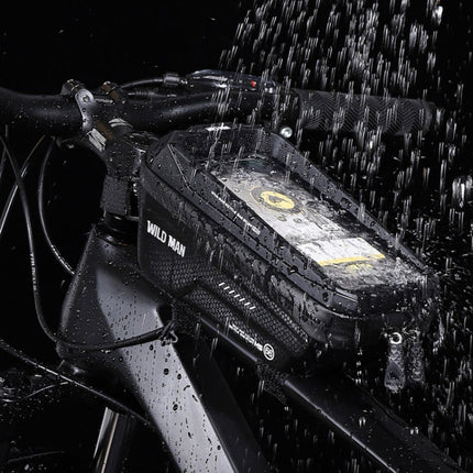 WILD MAN MS66 1.2L EVA Hard Shell Bicycle Front Beam Bag Cycling Touch Screen Phone Bag